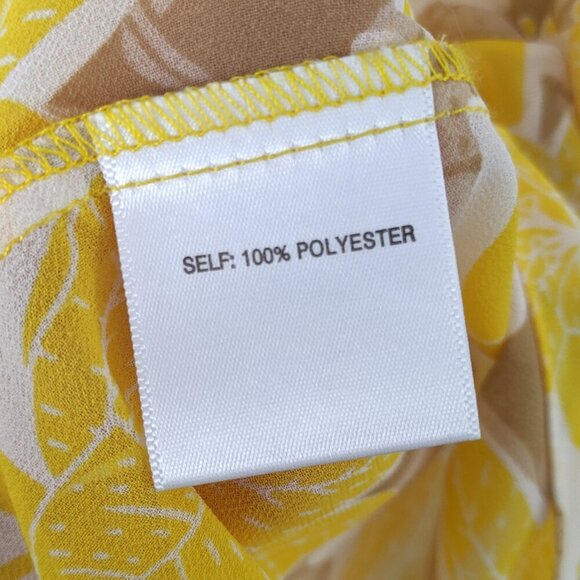 Rose & Olive Sleeveless Blouse Shirred Chest Scoop Neck Yellow Floral White Tan - Picture 7 of 7